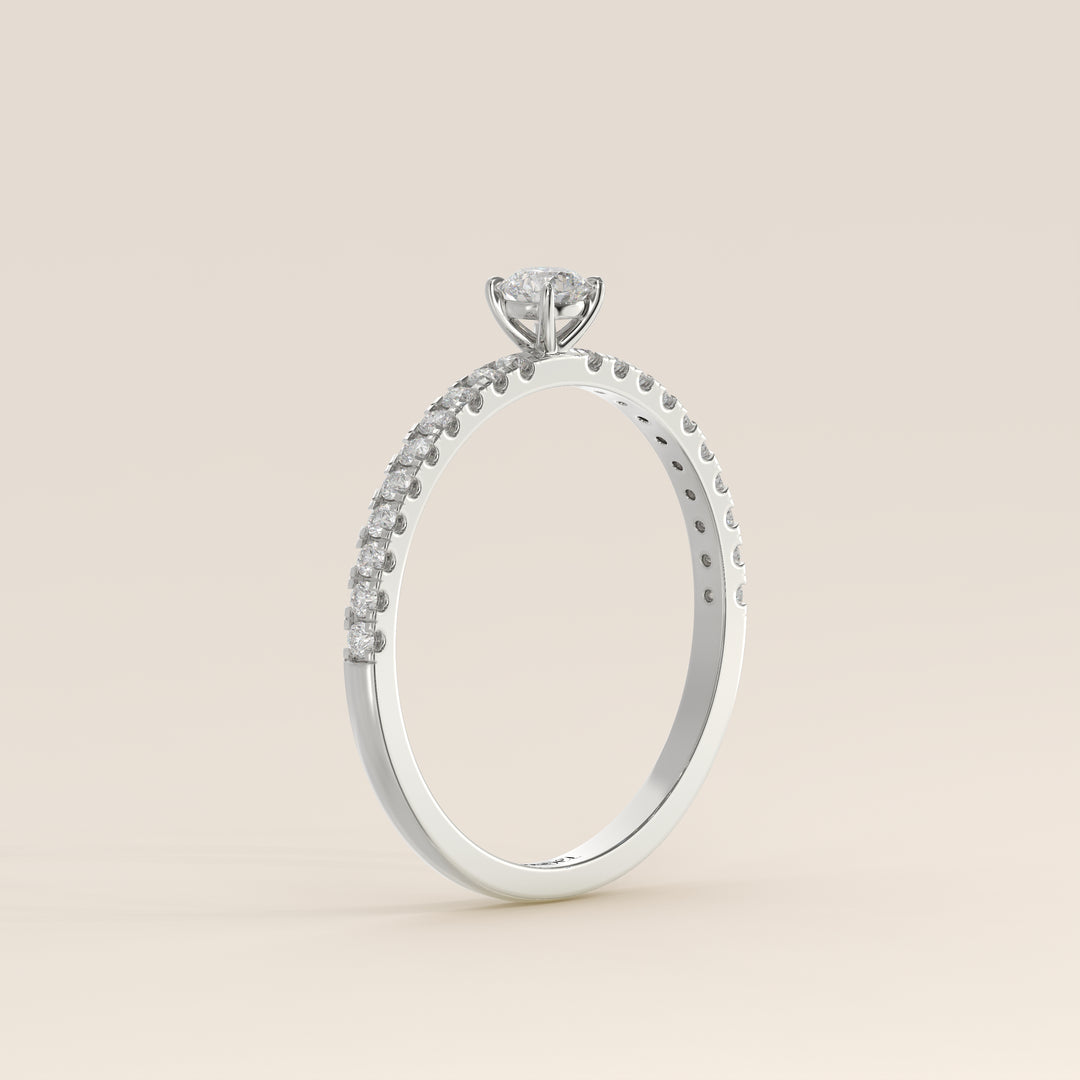 Julie - Round Lab Grown Diamond Ring with Pave Band