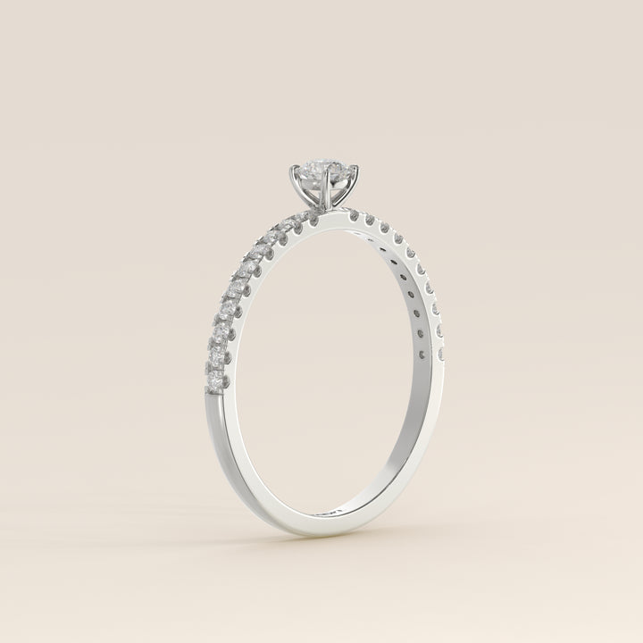 Julie - Round Lab Grown Diamond Ring with Pave Band