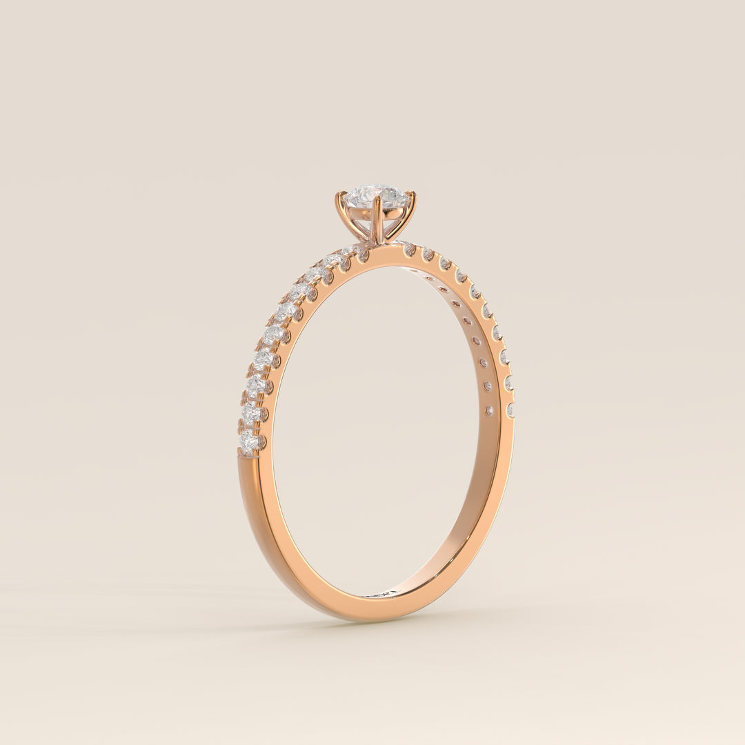 Julie - Round Lab Grown Diamond Ring with Pave Band