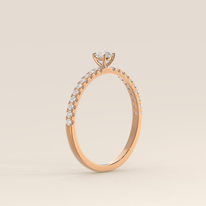 Julie - Round Lab Grown Diamond Ring with Pave Band