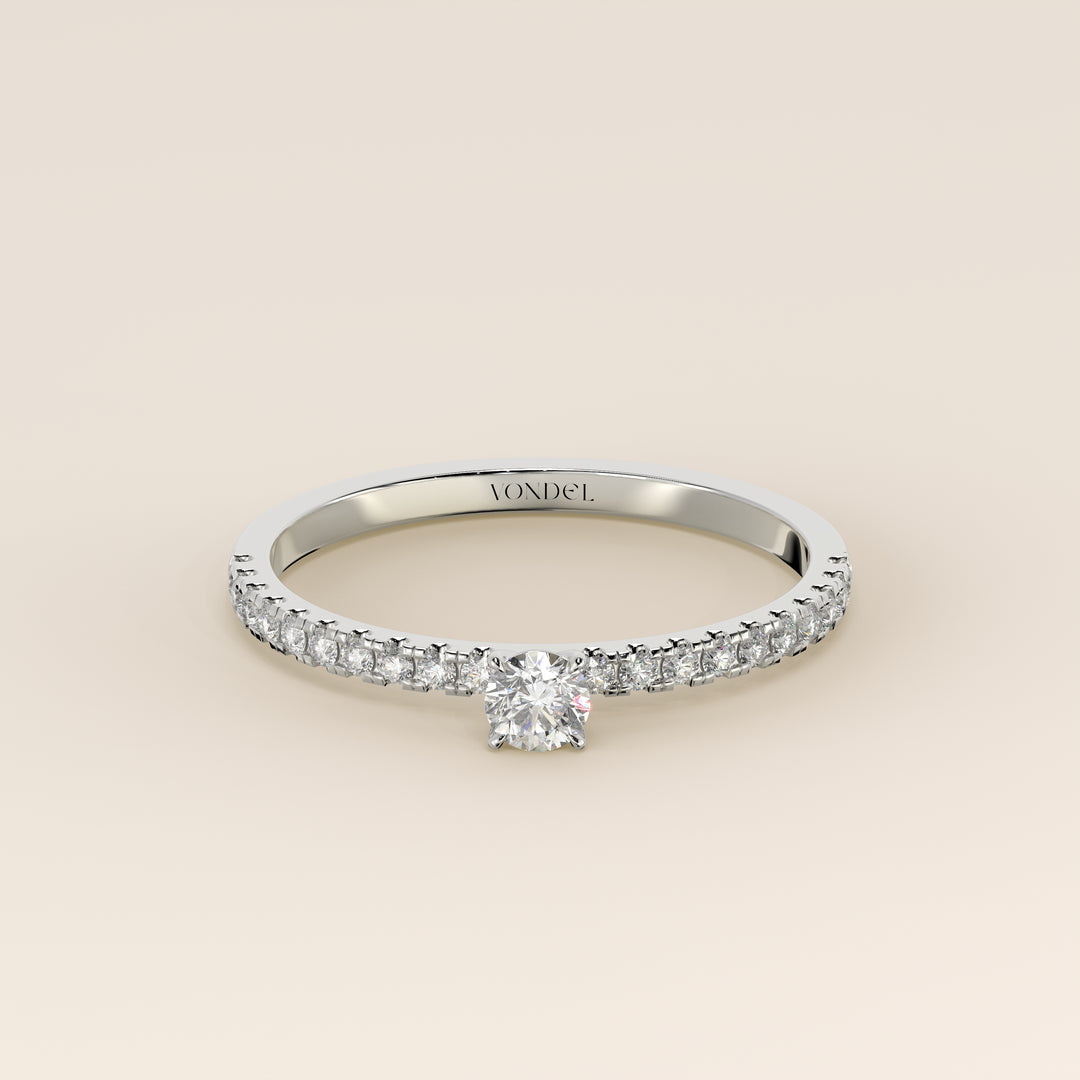 Julie - Round Lab Grown Diamond Ring with Pave Band