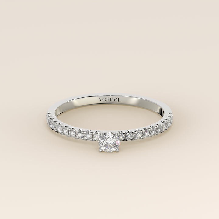 Julie - Round Lab Grown Diamond Ring with Pave Band