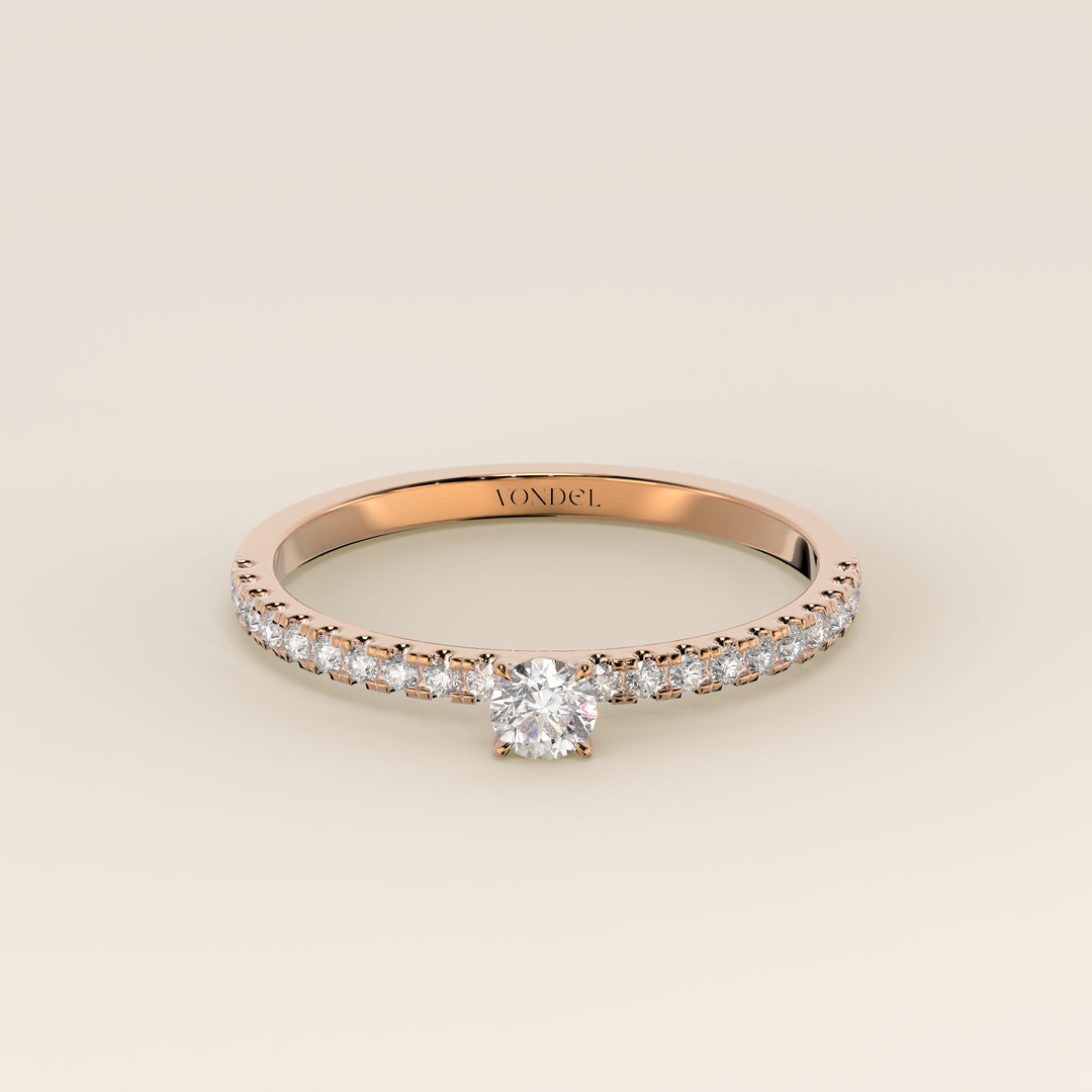 Julie - Round Lab Grown Diamond Ring with Pave Band