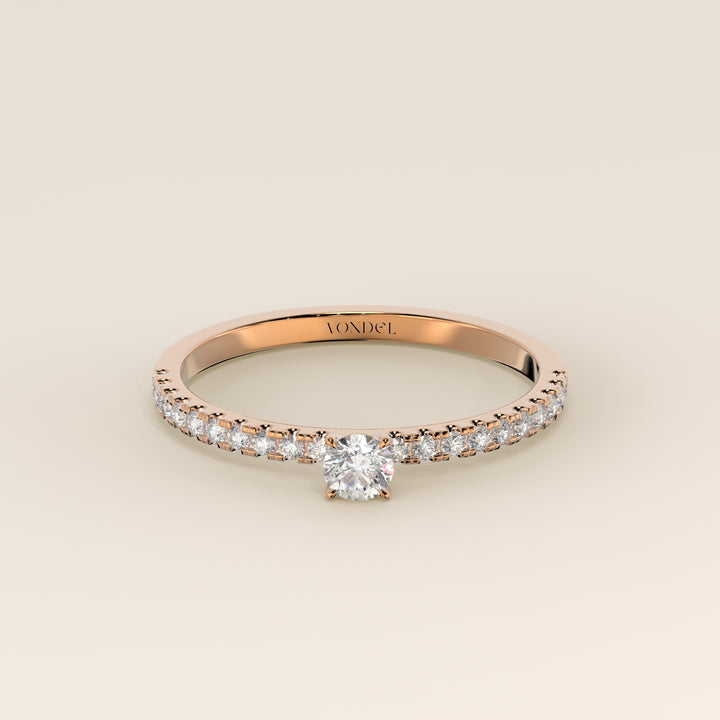 Julie - Round Lab Grown Diamond Ring with Pave Band