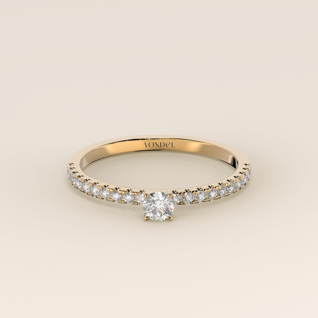 Julie - Round Lab Grown Diamond Ring with Pave Band
