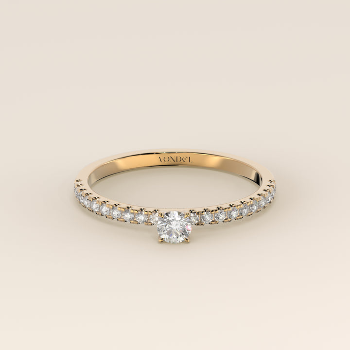 Julie - Round Lab Grown Diamond Ring with Pave Band