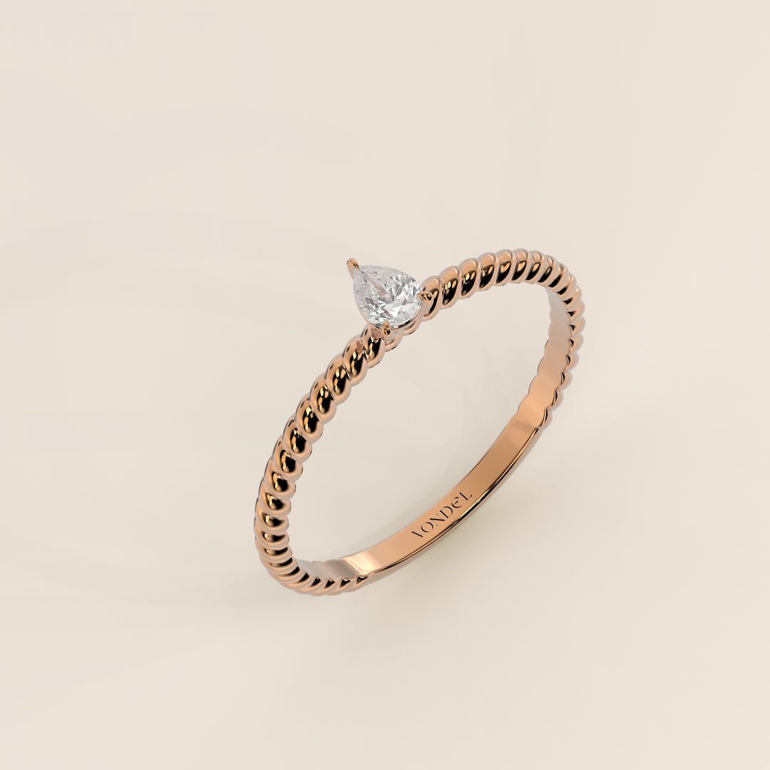 Bowie - Pear Lab Grown Diamond Ring with Twisted Band