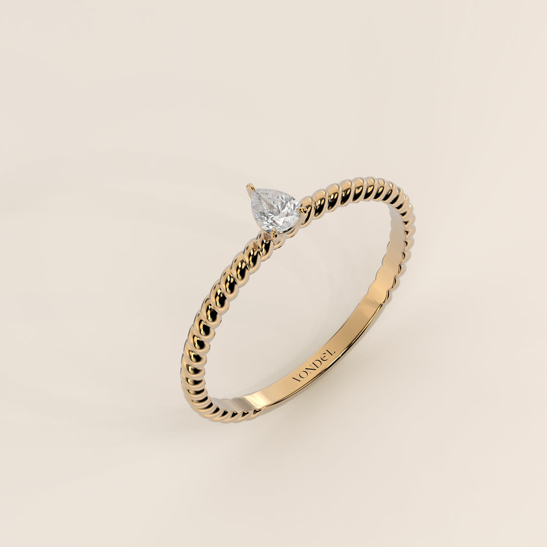 Bowie - Pear Lab Grown Diamond Ring with Twisted Band