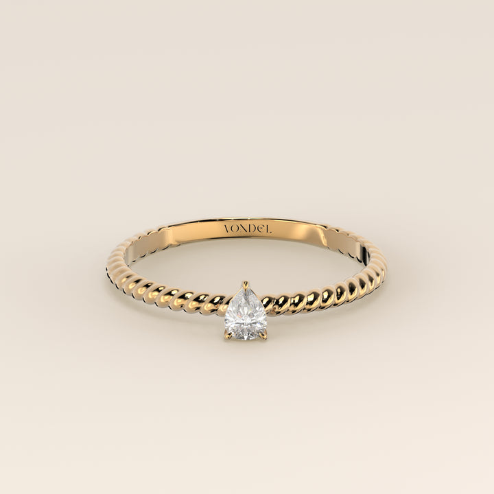 Bowie - Pear Lab Grown Diamond Ring with Twisted Band
