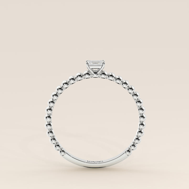 Lina - Emerald Lab Grown Diamond Ring with Round Dot Band