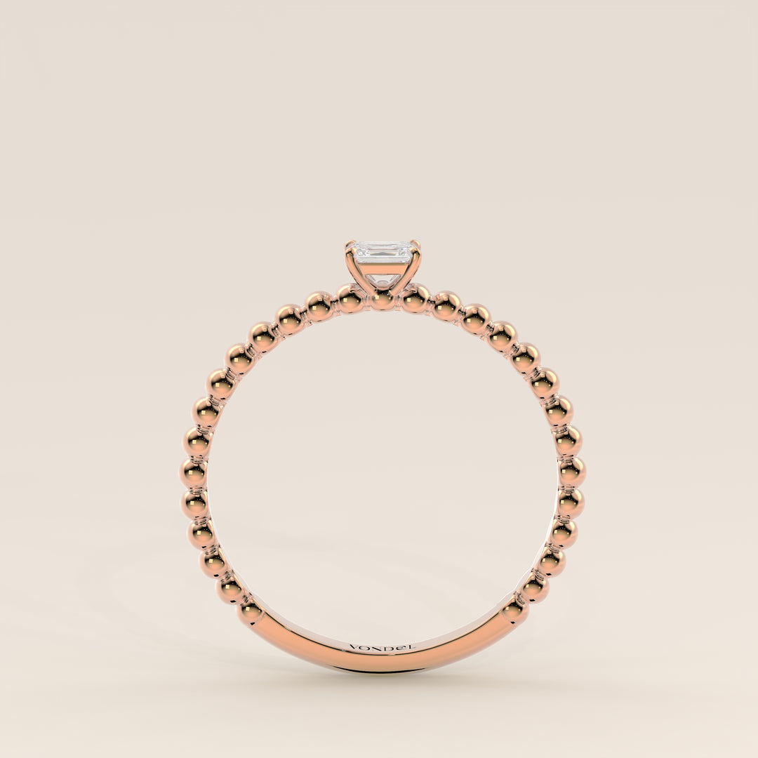 Lina - Emerald Lab Grown Diamond Ring with Round Dot Band