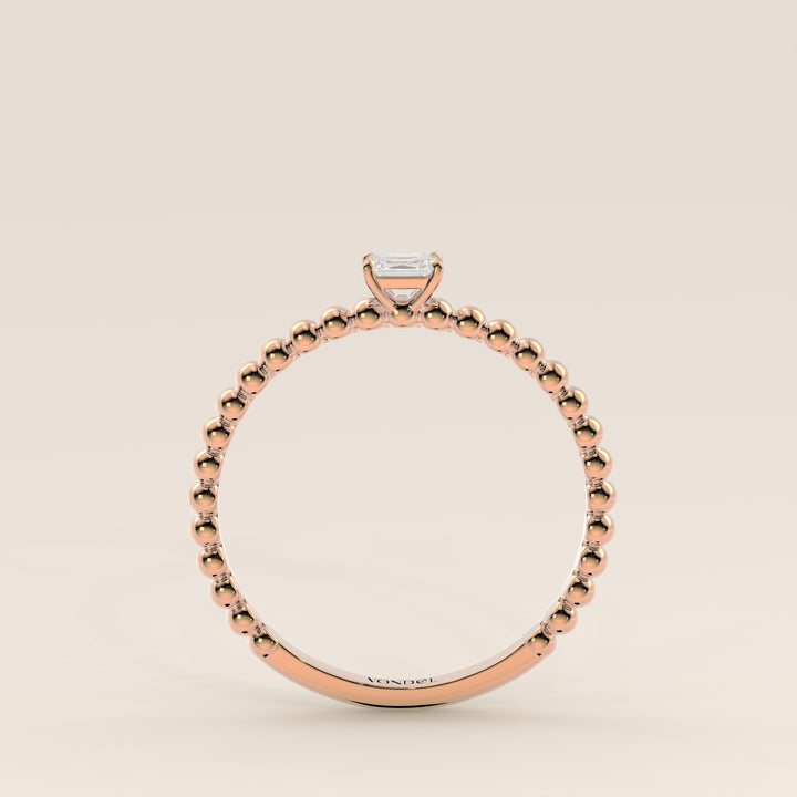 Lina - Emerald Lab Grown Diamond Ring with Round Dot Band
