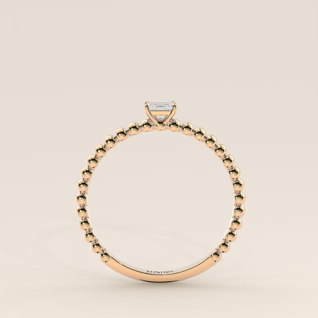 Lina - Emerald Lab Grown Diamond Ring with Round Dot Band
