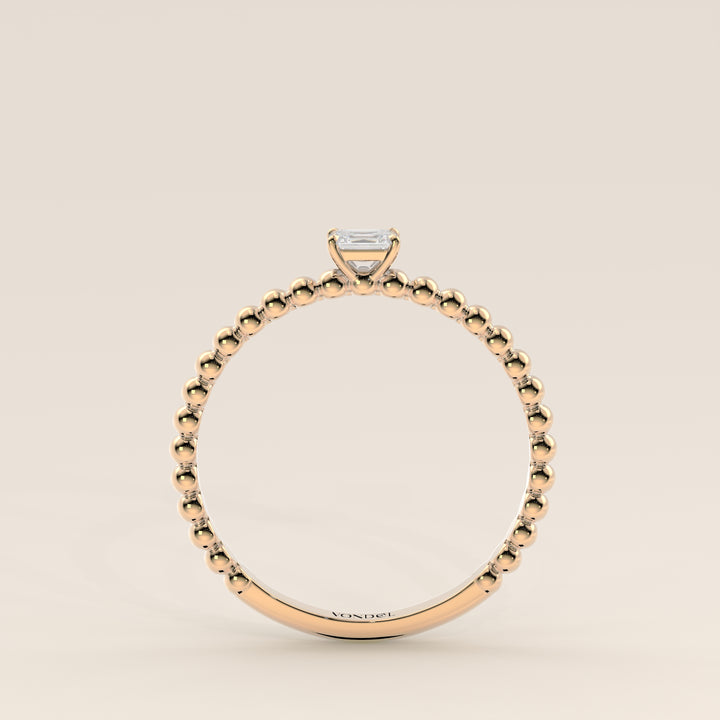 Lina - Emerald Lab Grown Diamond Ring with Round Dot Band