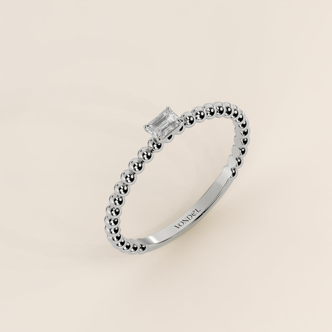 Lina - Emerald Lab Grown Diamond Ring with Round Dot Band