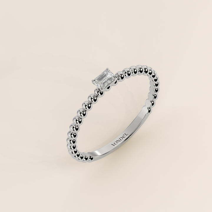 Lina - Emerald Lab Grown Diamond Ring with Round Dot Band