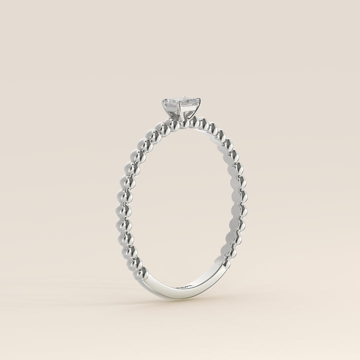 Lina - Emerald Lab Grown Diamond Ring with Round Dot Band