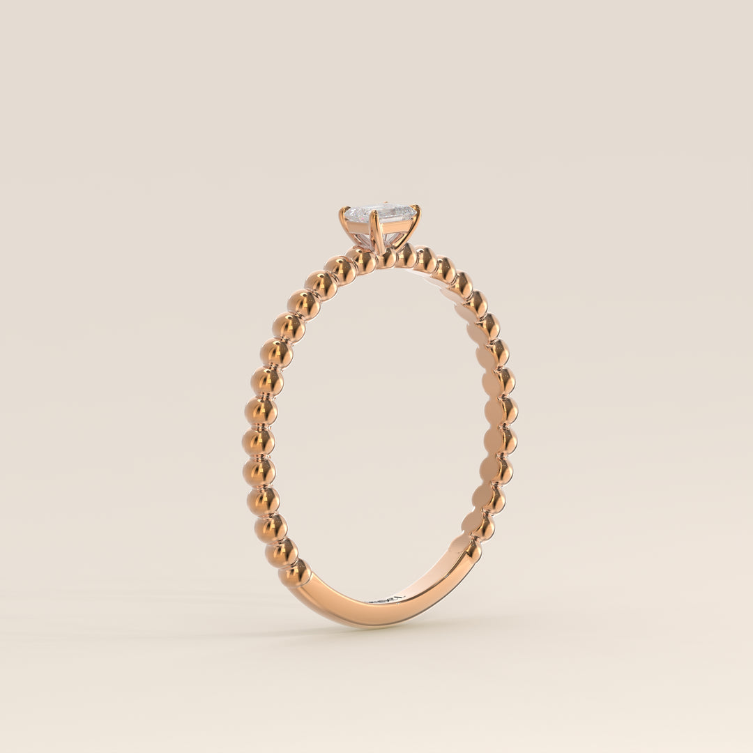 Lina - Emerald Lab Grown Diamond Ring with Round Dot Band