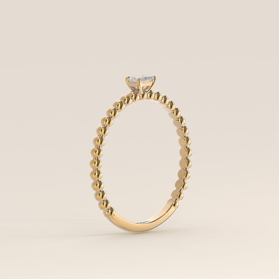 Lina - Emerald Lab Grown Diamond Ring with Round Dot Band