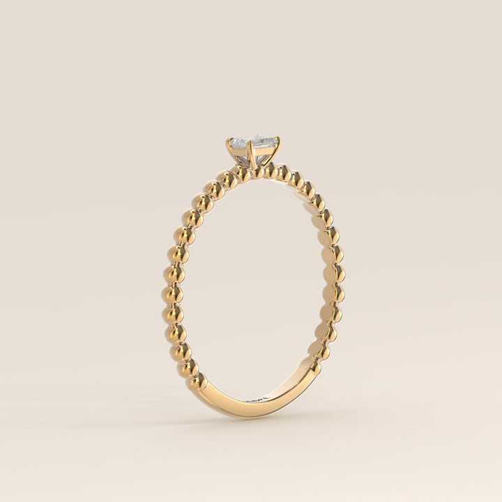 Lina - Emerald Lab Grown Diamond Ring with Round Dot Band