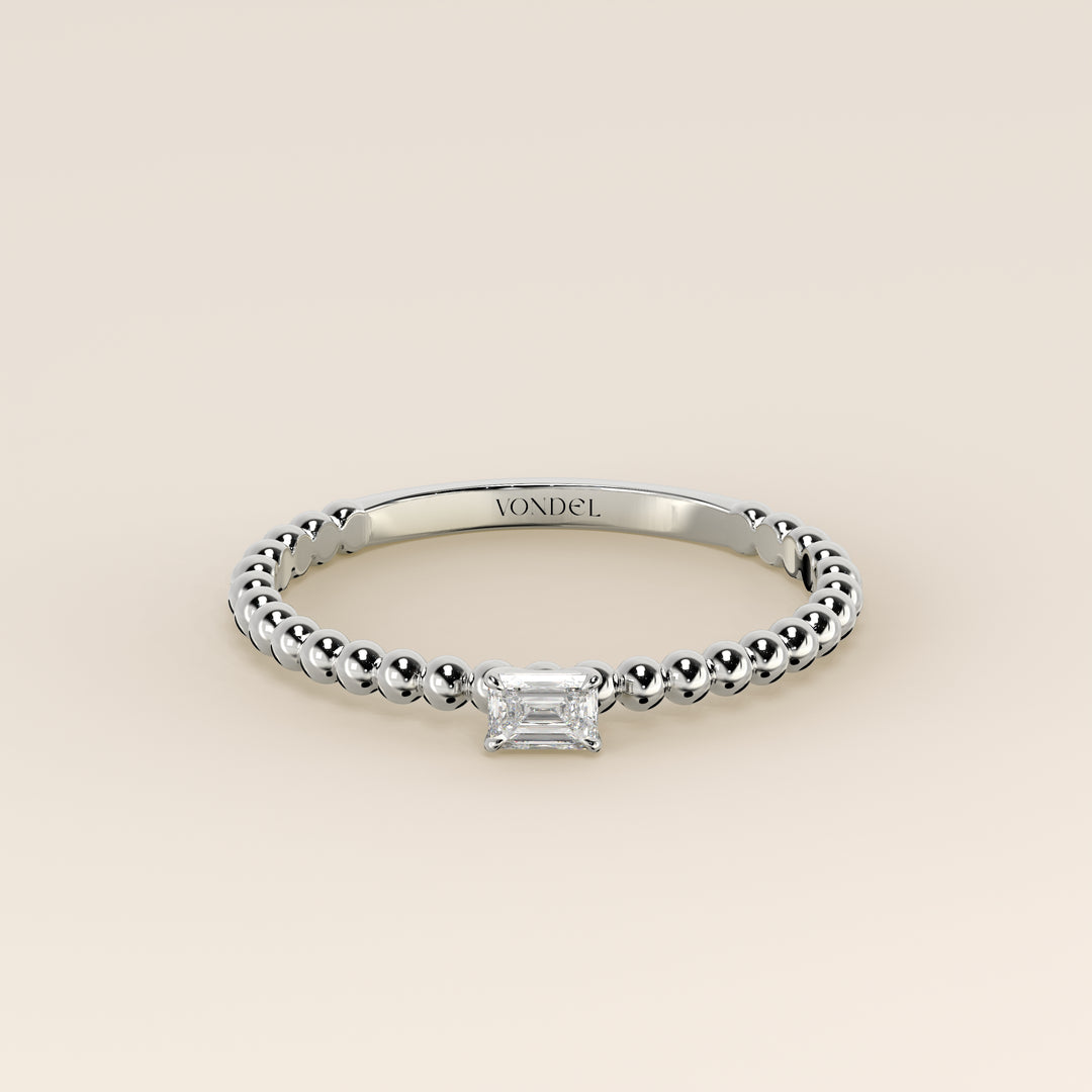 Lina - Emerald Lab Grown Diamond Ring with Round Dot Band