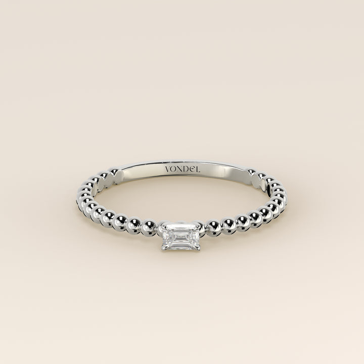 Lina - Emerald Lab Grown Diamond Ring with Round Dot Band