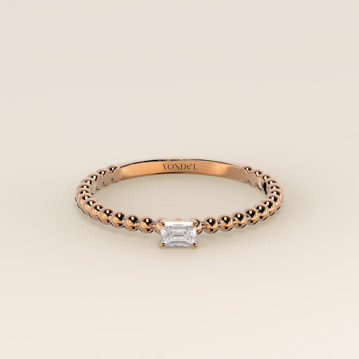 Lina - Emerald Lab Grown Diamond Ring with Round Dot Band