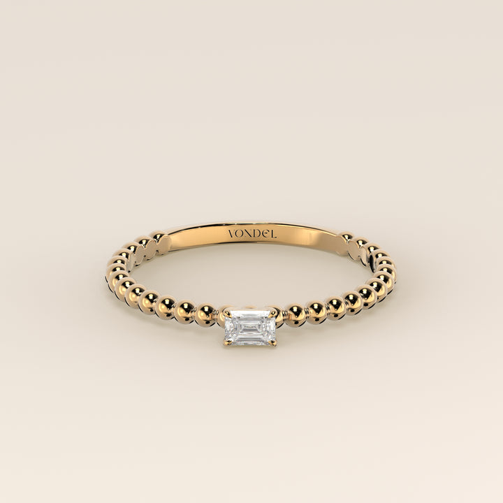 Lina - Emerald Lab Grown Diamond Ring with Round Dot Band