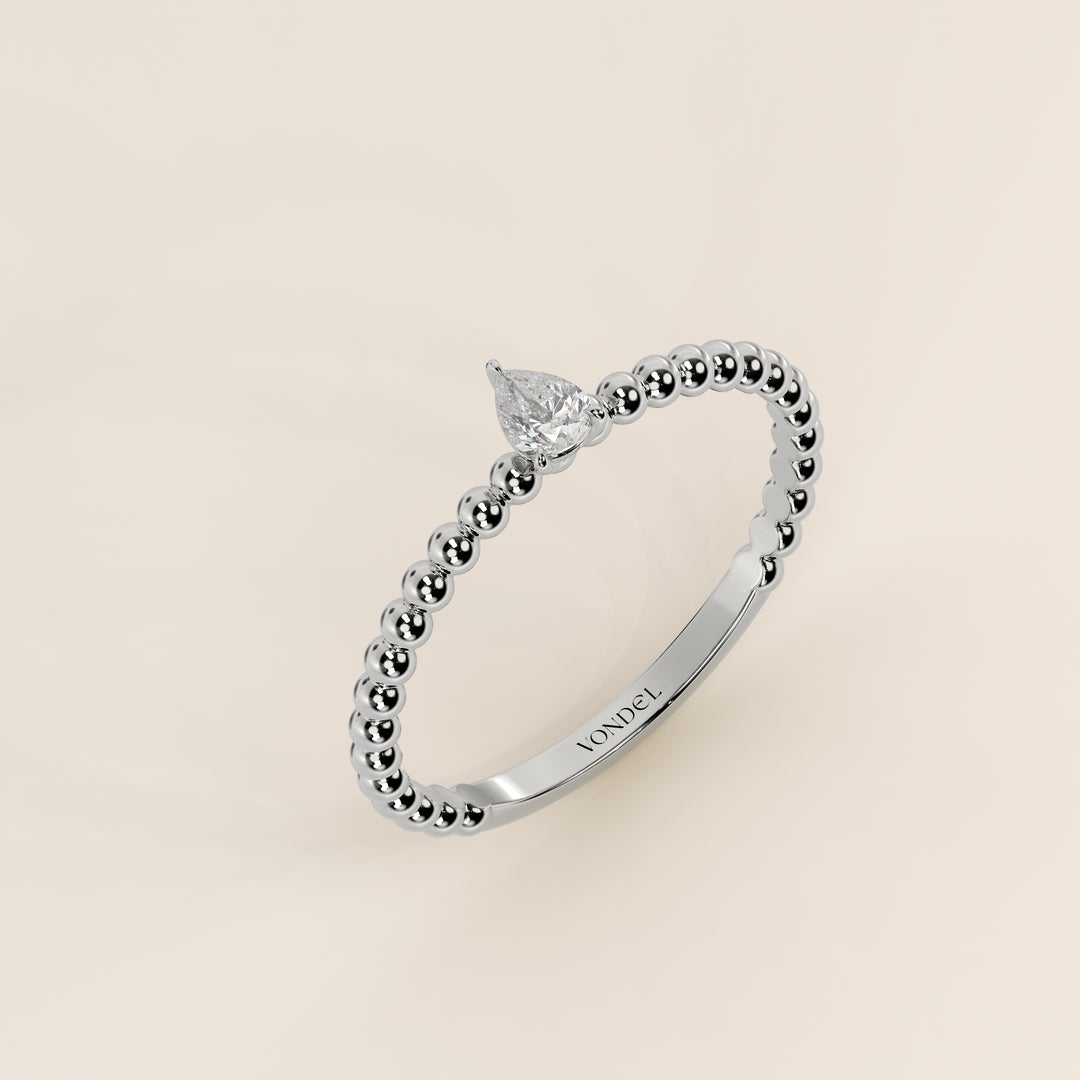 Lina - Pear Lab Grown Diamond Ring with Round Dot Band