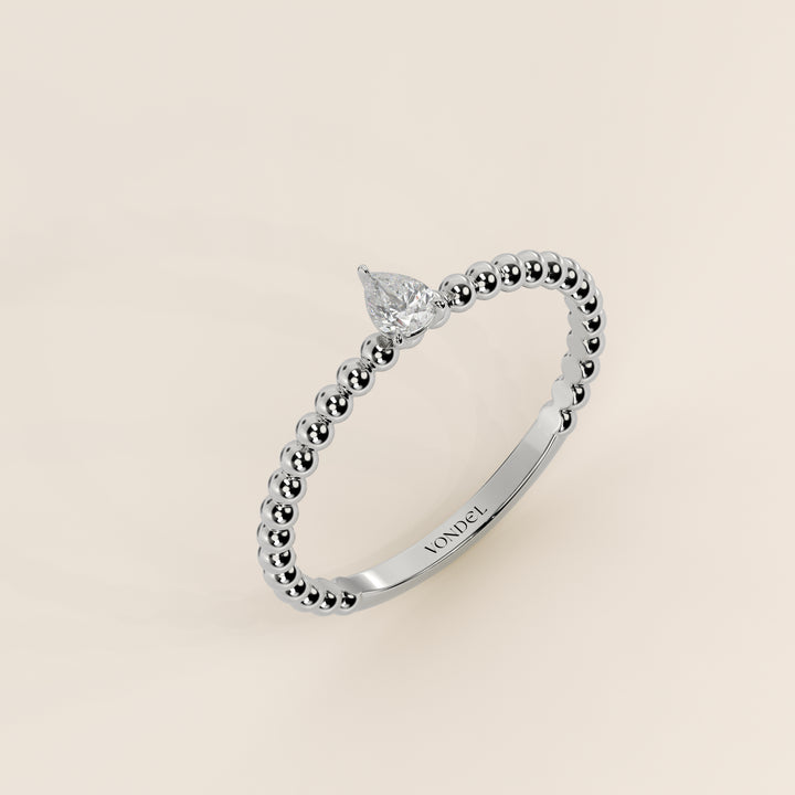 Lina - Pear Lab Grown Diamond Ring with Round Dot Band