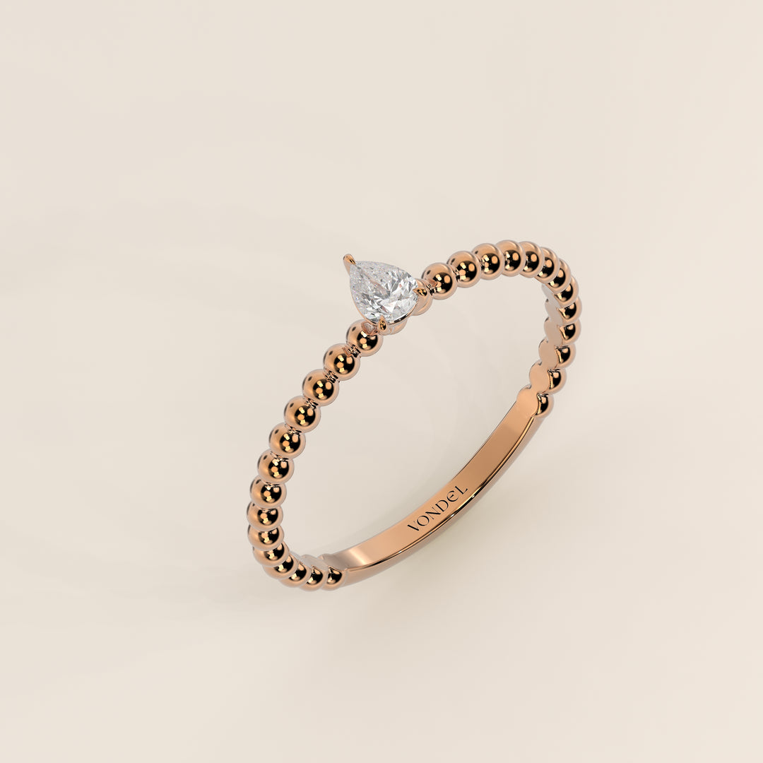 Lina - Pear Lab Grown Diamond Ring with Round Dot Band