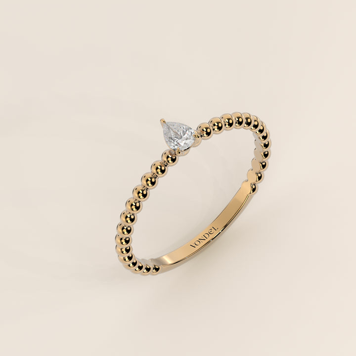 Lina - Pear Lab Grown Diamond Ring with Round Dot Band