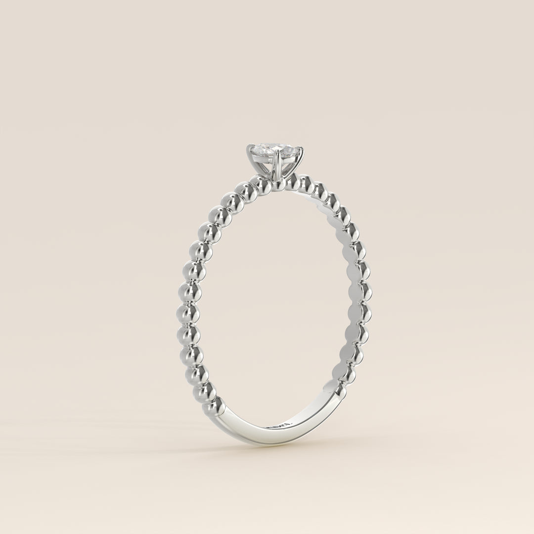 Lina - Pear Lab Grown Diamond Ring with Round Dot Band