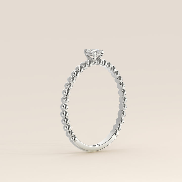 Lina - Pear Lab Grown Diamond Ring with Round Dot Band