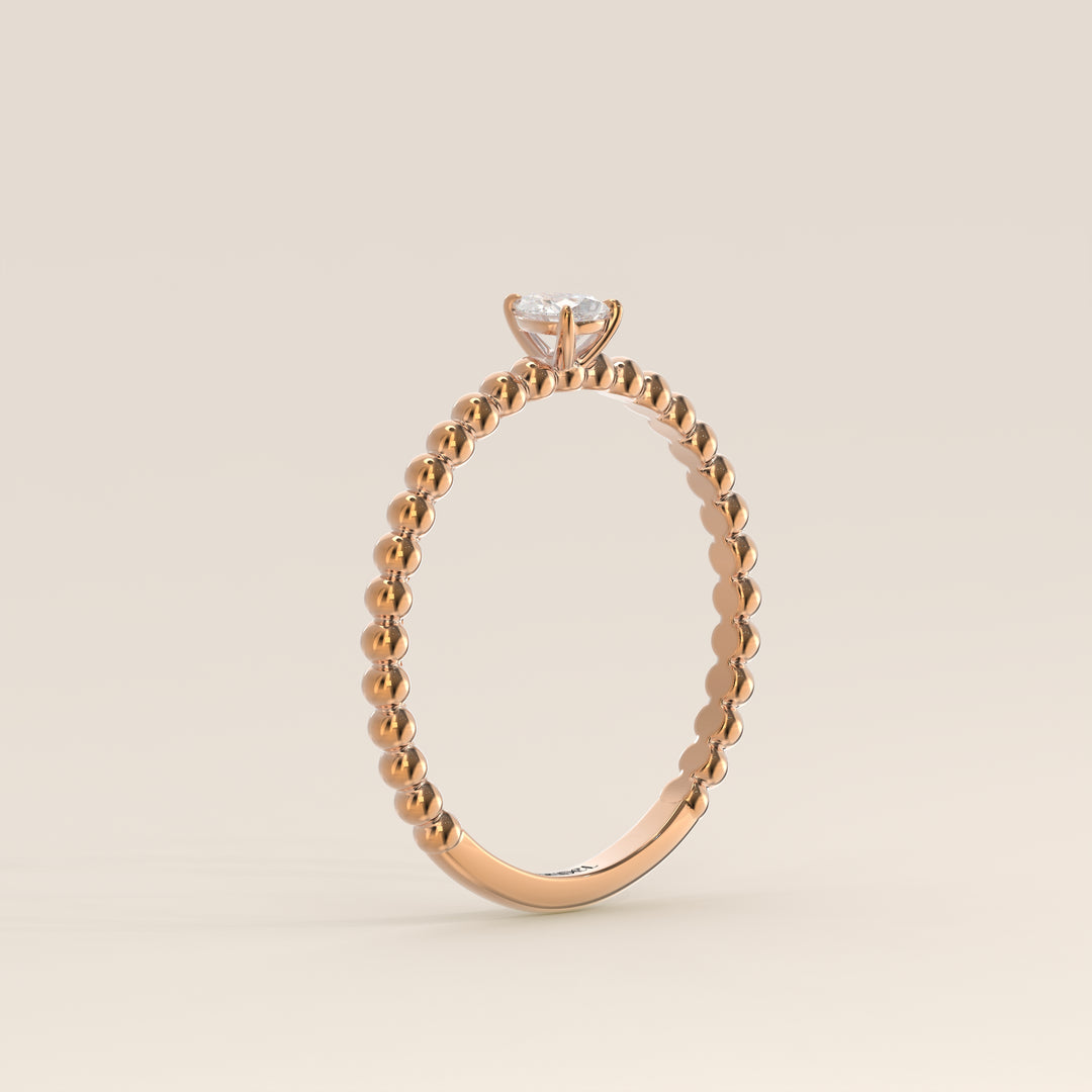 Lina - Pear Lab Grown Diamond Ring with Round Dot Band