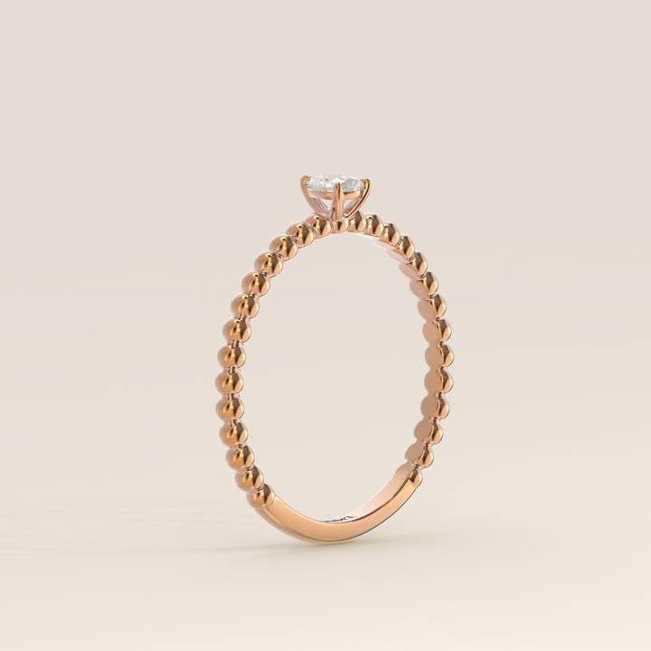 Lina - Pear Lab Grown Diamond Ring with Round Dot Band
