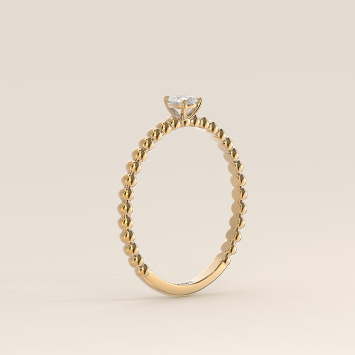 Lina - Pear Lab Grown Diamond Ring with Round Dot Band