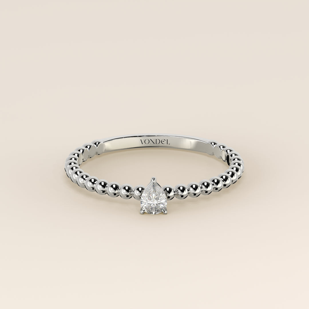 Lina - Pear Lab Grown Diamond Ring with Round Dot Band