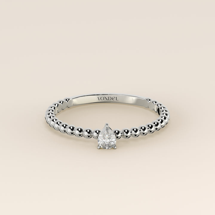 Lina - Pear Lab Grown Diamond Ring with Round Dot Band
