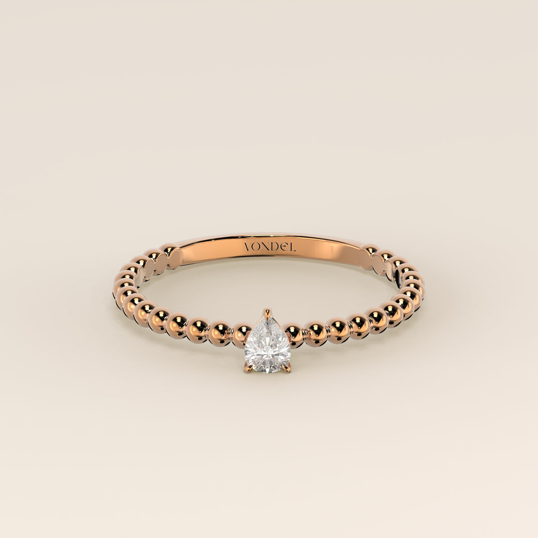 Lina - Pear Lab Grown Diamond Ring with Round Dot Band