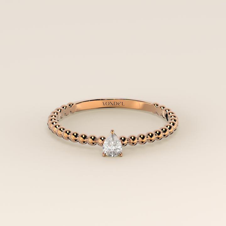 Lina - Pear Lab Grown Diamond Ring with Round Dot Band