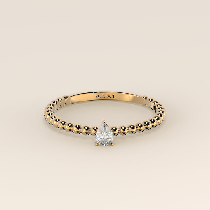 Lina - Pear Lab Grown Diamond Ring with Round Dot Band