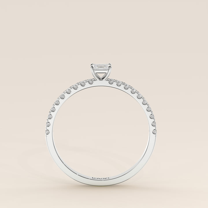 Julie - Emerald Lab Grown Diamond Ring with Pave Band