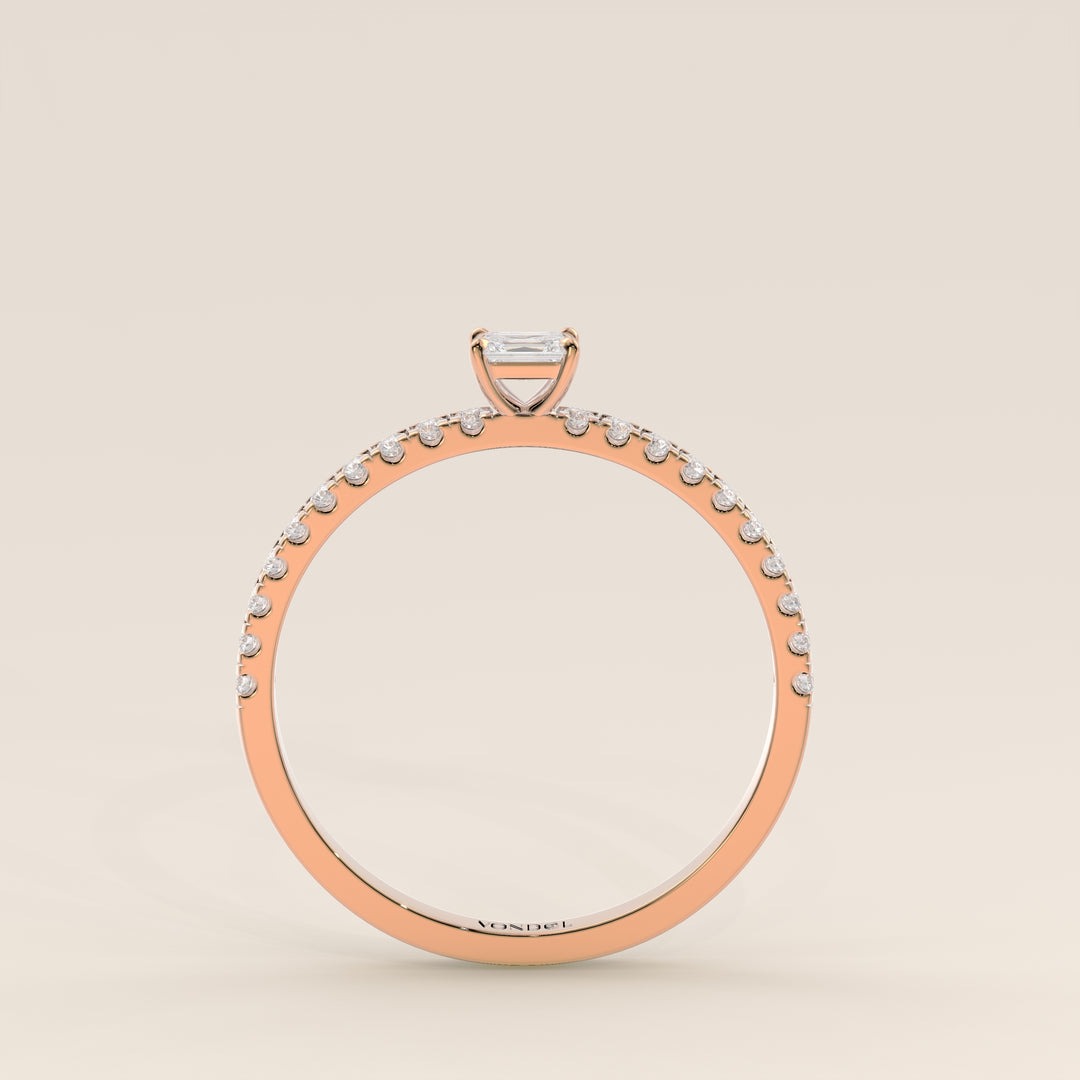 Julie - Emerald Lab Grown Diamond Ring with Pave Band