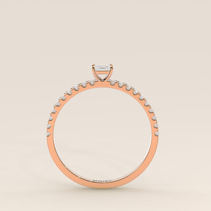 Julie - Emerald Lab Grown Diamond Ring with Pave Band