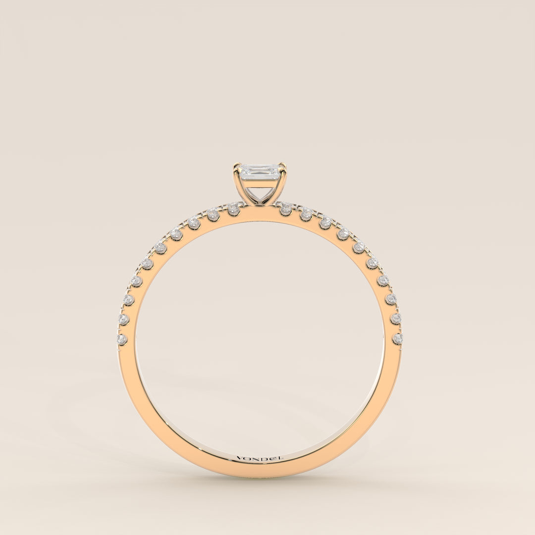 Julie - Emerald Lab Grown Diamond Ring with Pave Band