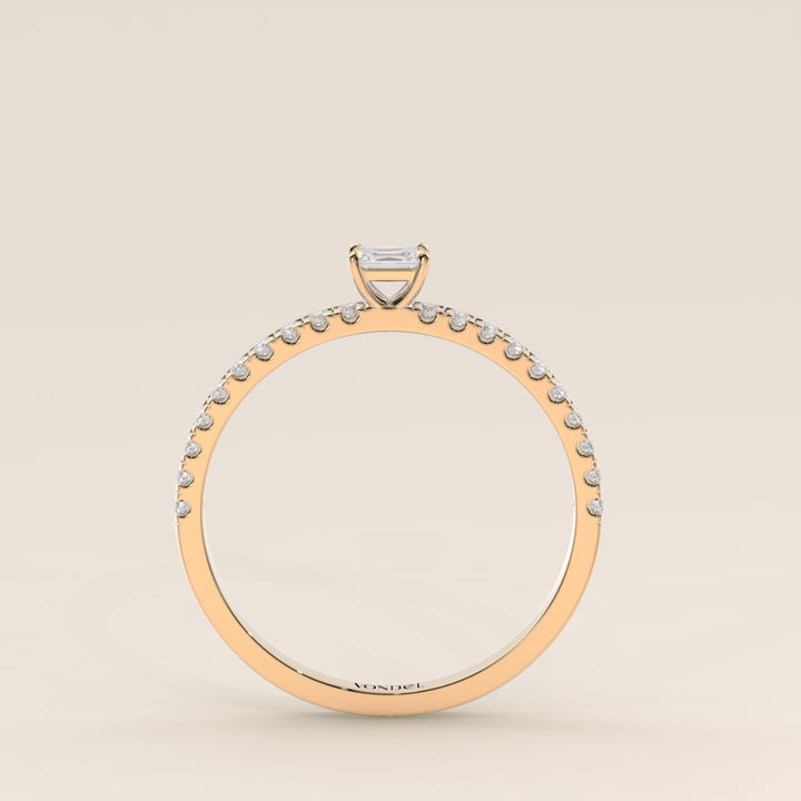 Julie - Emerald Lab Grown Diamond Ring with Pave Band