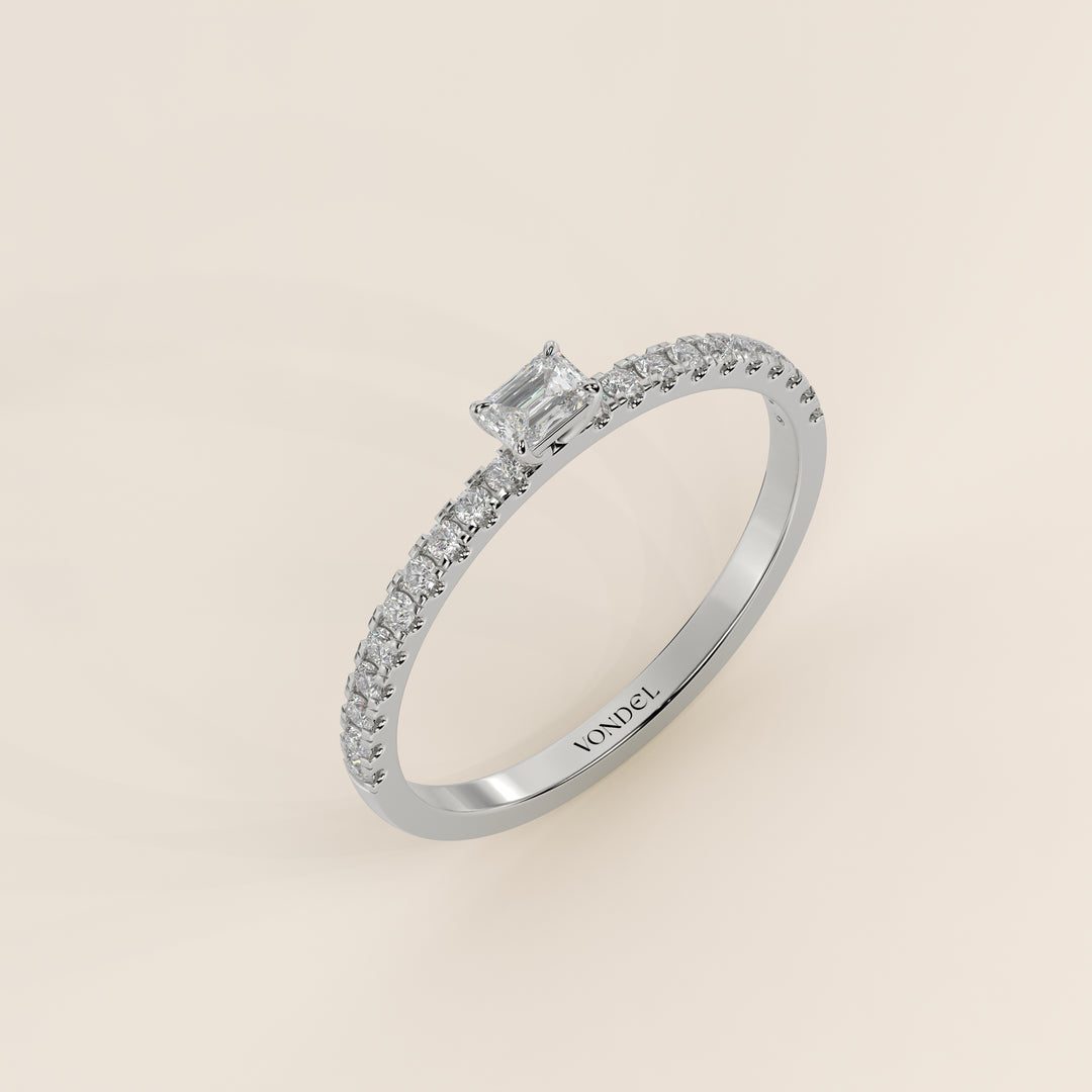 Julie - Emerald Lab Grown Diamond Ring with Pave Band