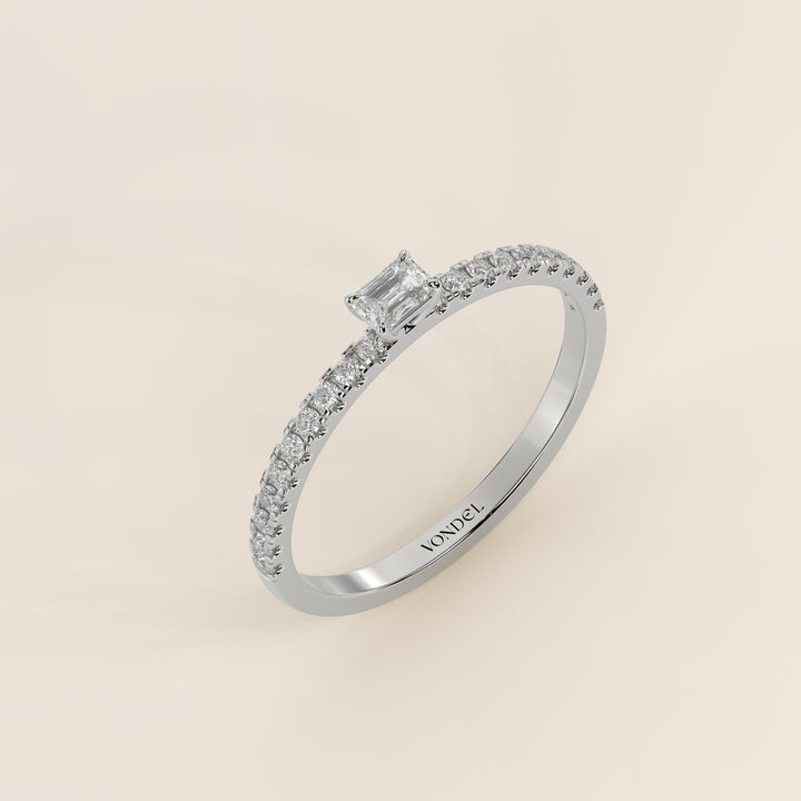 Julie - Emerald Lab Grown Diamond Ring with Pave Band