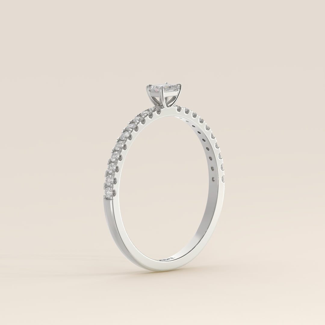 Julie - Emerald Lab Grown Diamond Ring with Pave Band